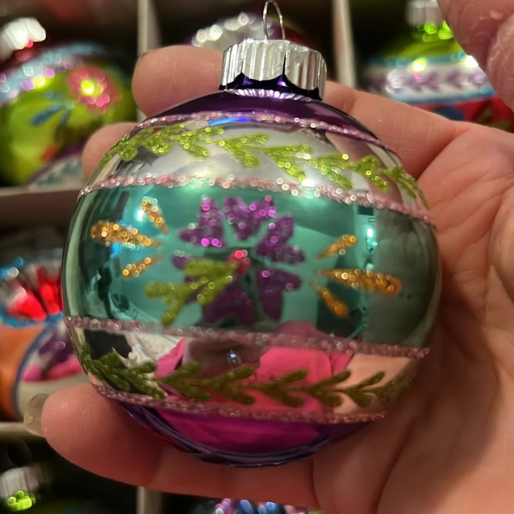 Christopher Radko Shiny Brite indent & ball large glass Christmas ornaments